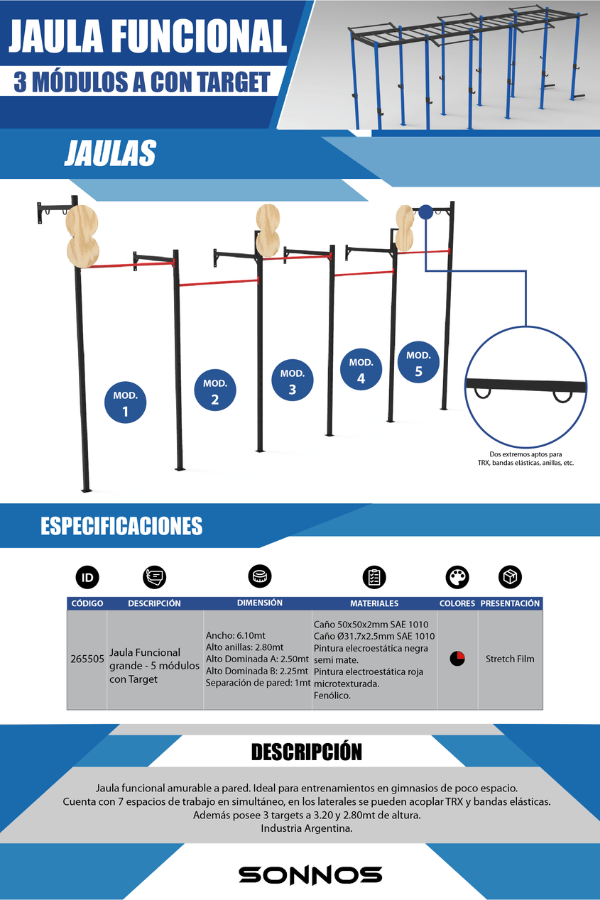 Jaula Funcional Sonnos con Target 5 Módulos Amurable