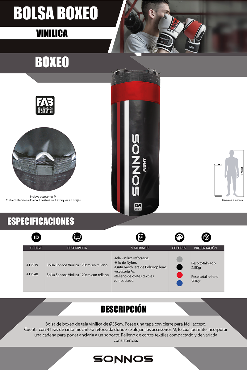 Soporte Sonnos + Bolsa 120cm + Pera Punching Completa