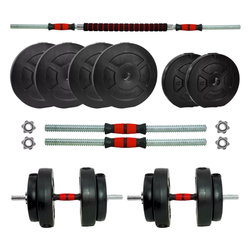 Kit 40 kg entrenamiento fuerza en casa macizo cromado (6x5kg, 4x2,5kg)