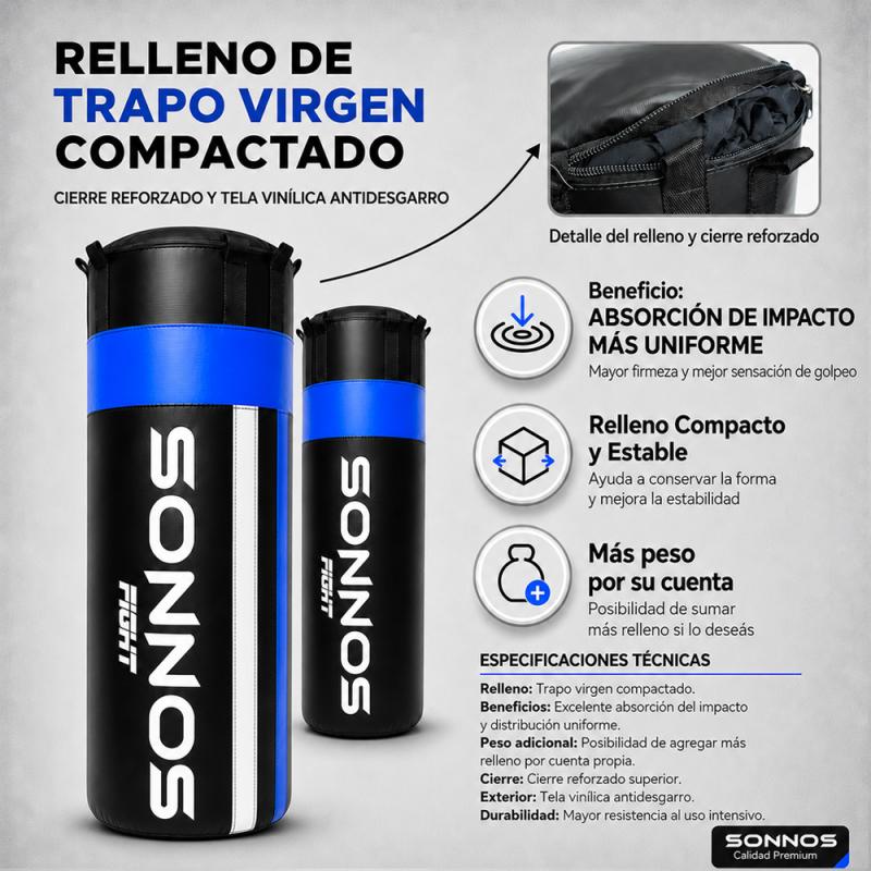 Bolsa de boxeo 1,50 rellena Negra y azul