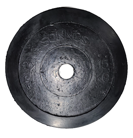 Disco Bumper Olímpico 15 kg Ø50 mm Caucho Virgen Sonnos