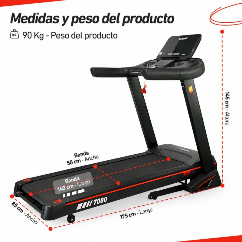Cinta de Correr Semi Profesional ARG-7000 20 Km/h Randers