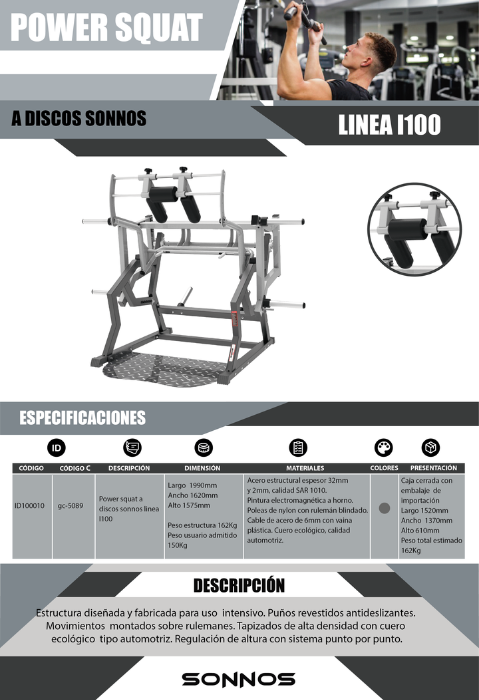 POWER SQUAT A DISCOS SONNOS LINEA I100