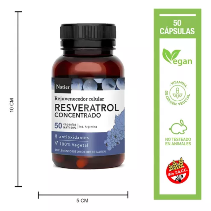 RESVERATROL CONCENTRADO 50 CAPS NATIER rejuvenecedor celular