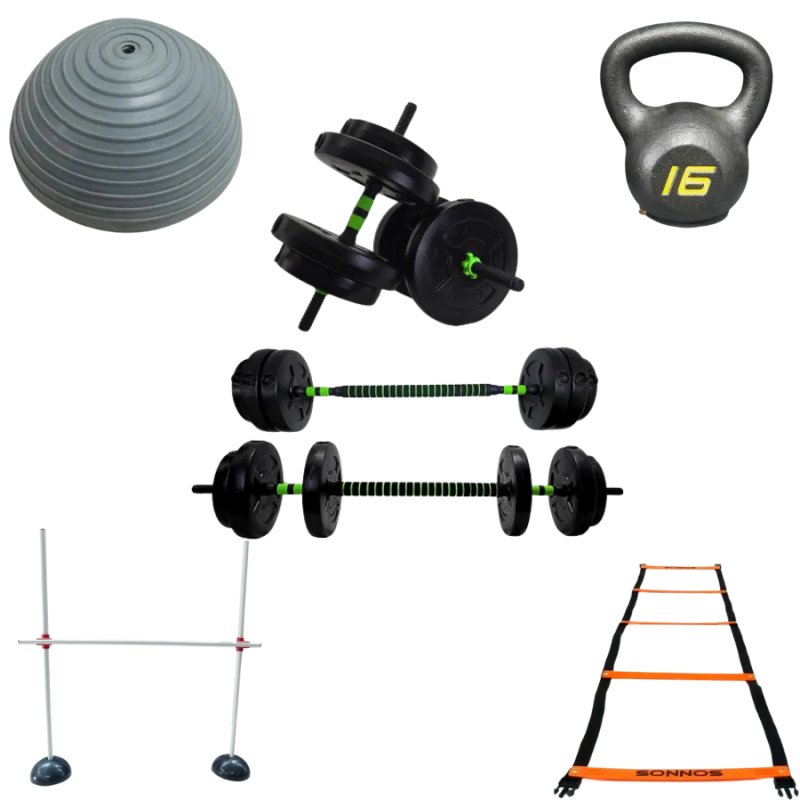 Kit Funcional 25kg + Pesa Rusa + Bosu + Escalera + Valla PRO