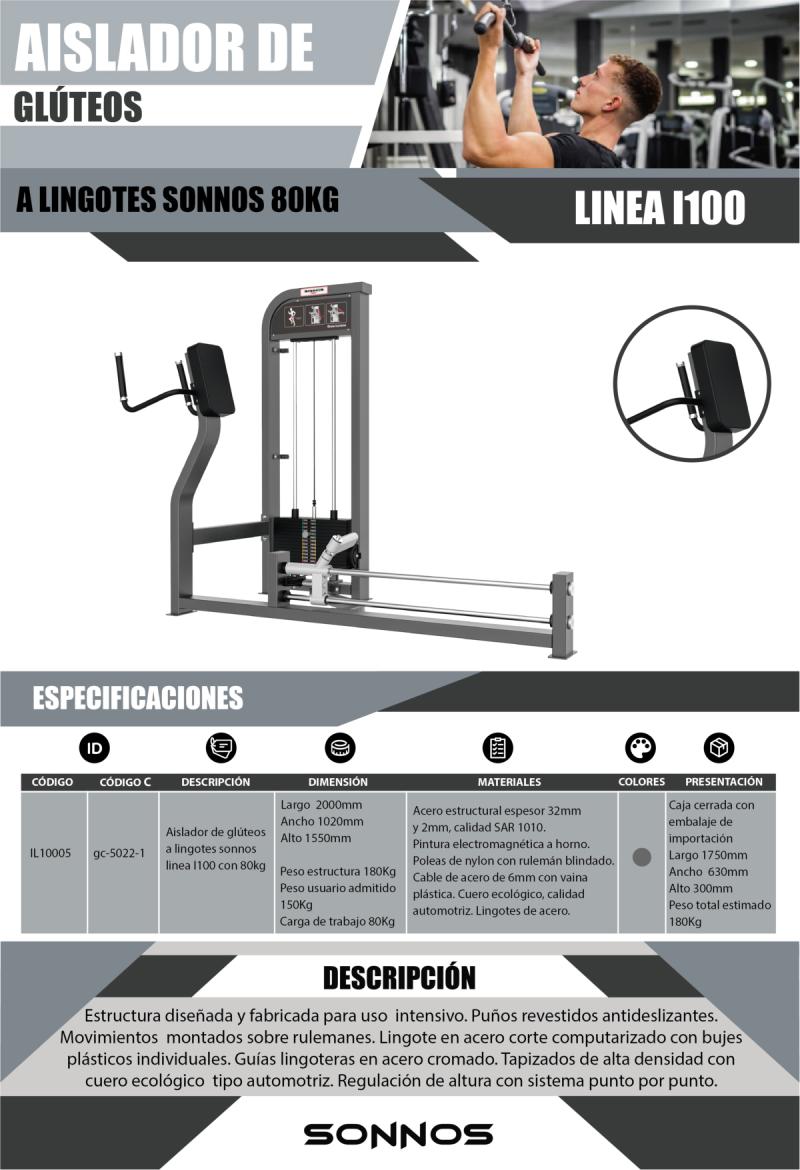 AISLADOR DE GLÚTEOS A LINGOTES SONNOS LINEA I100 CON 80KG
