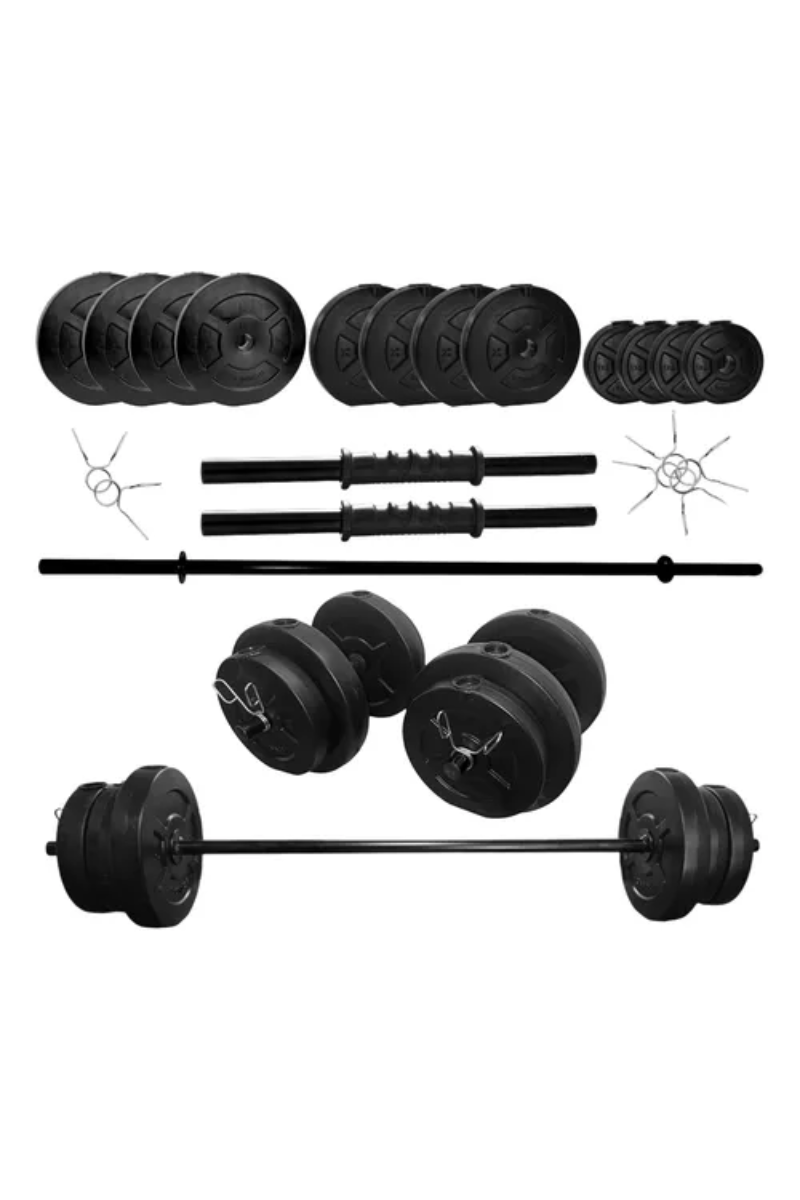 Kit de Pesas Sonnos 34 kg con Barra y Mancuernas para Entrenamiento en Casa