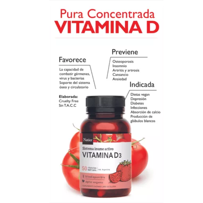 VITAMINA D3 50 CAPS NATIER sistema inmune
