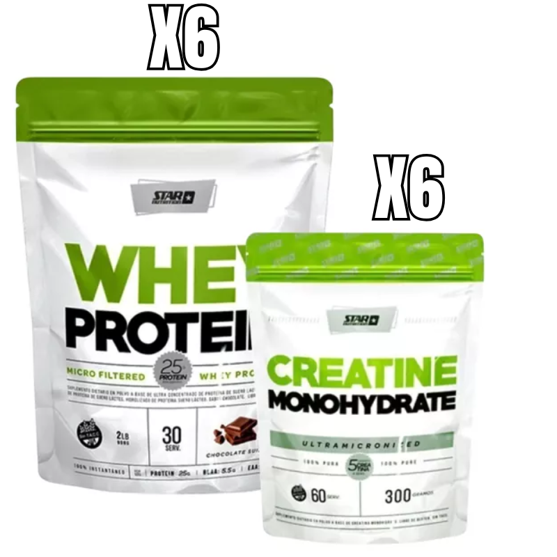 Combo FUERZA 001 Doy Pack Star Nutrition Proteína Whey 2 lbs mas Creatina Monohidrato 300 gr