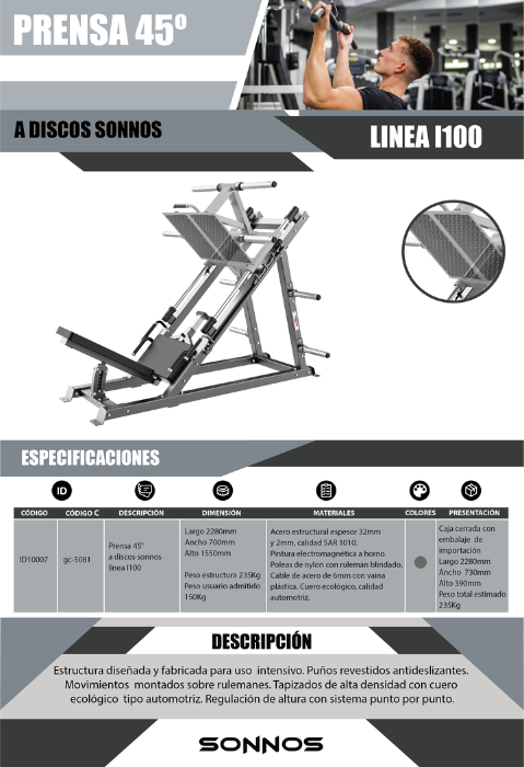 PRENSA 45° A DISCOS SONNOS LINEA I100