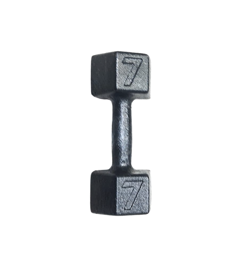 Mancuerna Hexagonal de Fundición HMT 7 kg – Pintura Gris Martillada Antigolpes