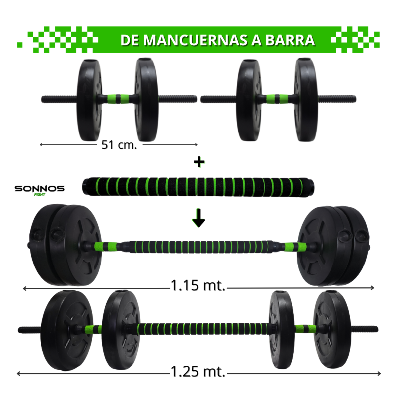 Kit de 20 Barras Desarmables Importadas con Discos Lisos