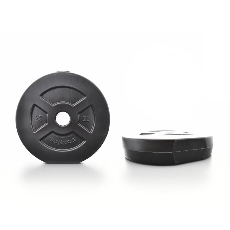 MANCUERNA MACIZA + 7 KG DISCOS PVC NEGRO