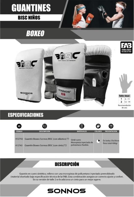 GUANTIN BOXEO INFANTIL SONNOS BISC T2 (con cinto)