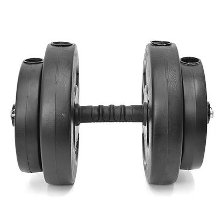 Kit 24kg disco pvc barra maciza y mancuernas a rosca