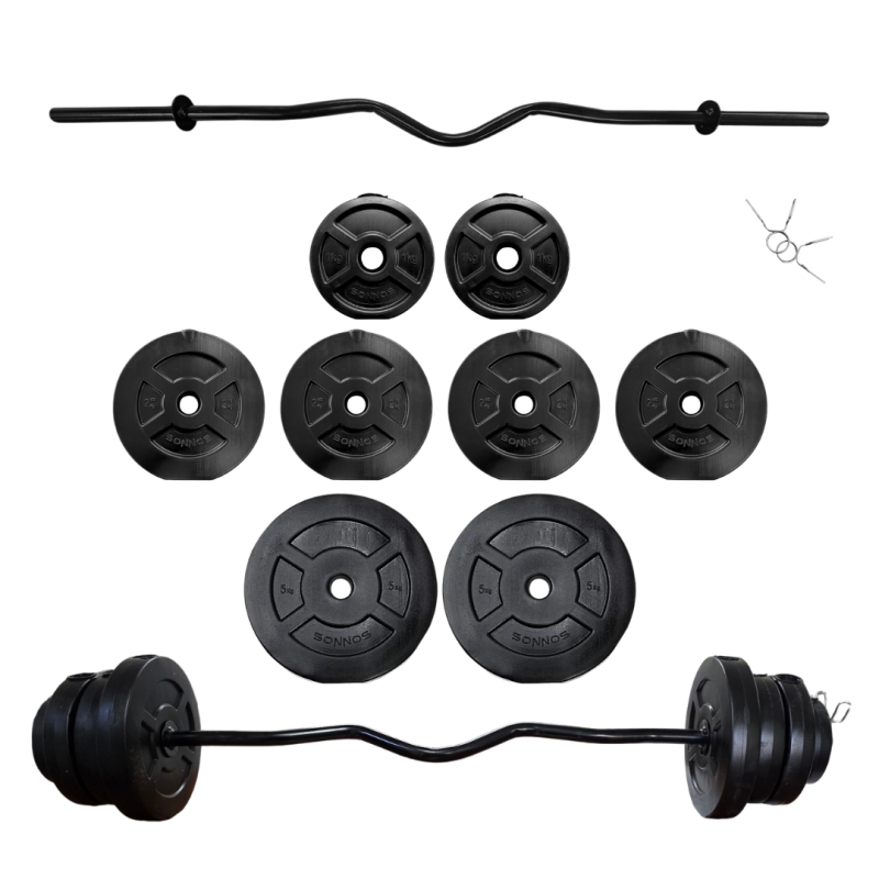 KIT BARRA EZ +  22kg DISCO PVC NEGRO