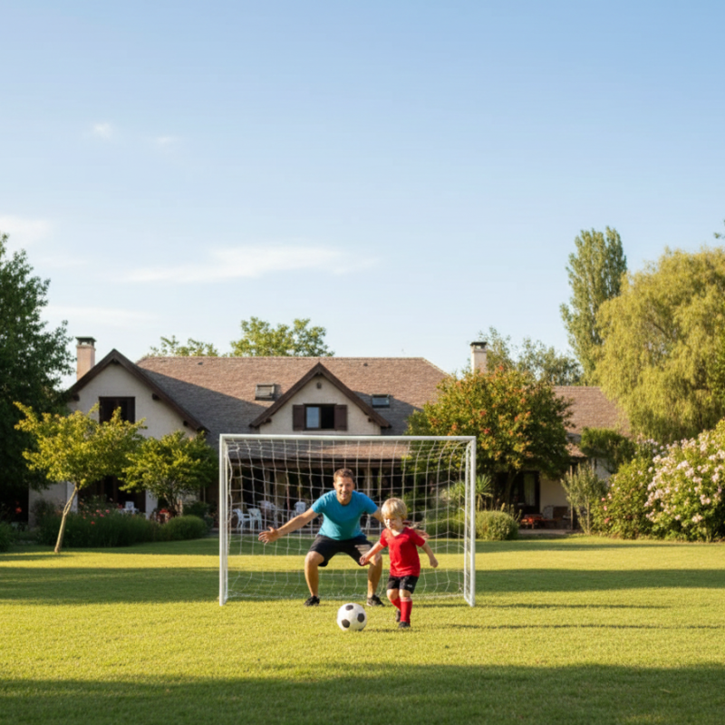 Arco de Fútbol 3x2 Hierro Desarmable con Red y Estacas