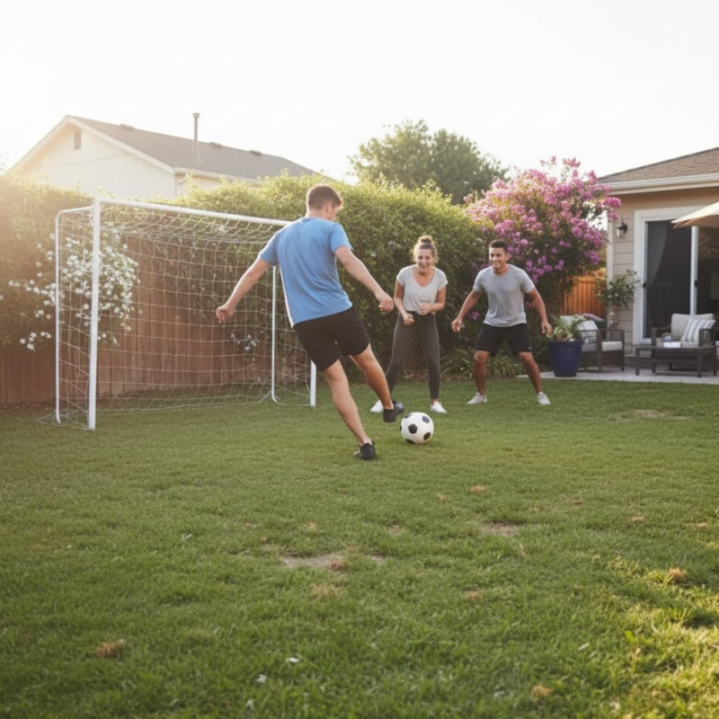 Arco de Fútbol 3x2 Hierro Desarmable con Red y Estacas