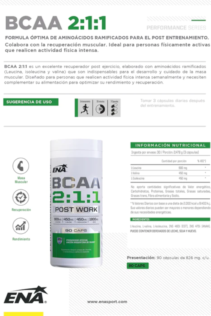 AMINOACIDOS ENA BCAA 2:1:1 x 90caps