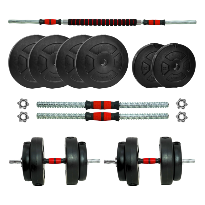 Kit 25 KG Barra Desarmable Cromada con Discos Lisos Ø25mm