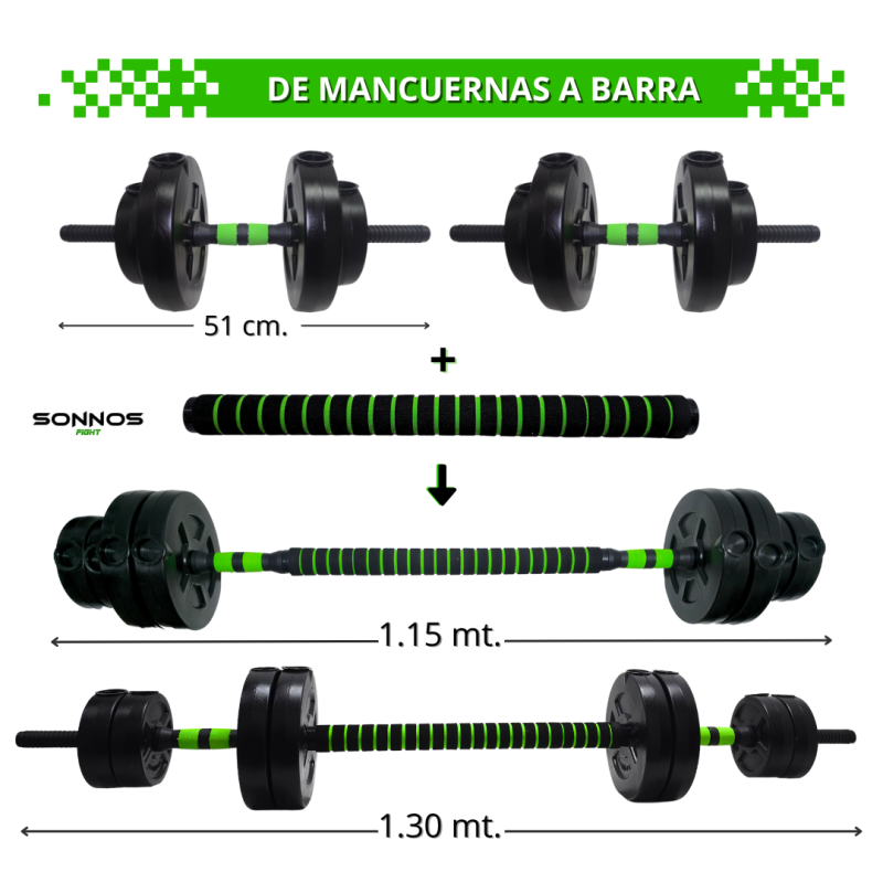 Kit de 14 Barras Desarmables Importadas con Discos Lisos