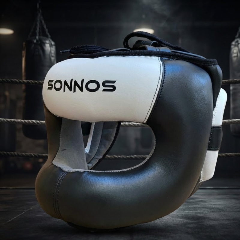 Cabezal de Boxeo SONNOS con Barral de Metal – Protección Facial Completa en PU