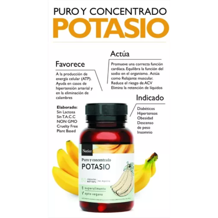 POTASIO 50 CAPS NATIER puro y concentrado