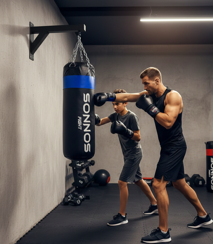 Combo Boxeo Sonnos Bolsa 1,20 m + Soporte 50 cm + Cadena