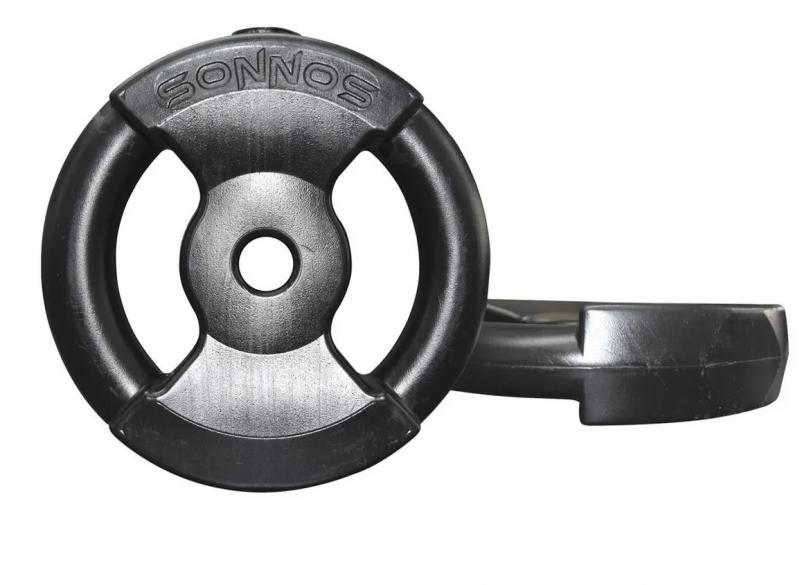 KIT BARRA + MANCUERNAS + 40 KG DISCO PVC NEGRO (con manija)