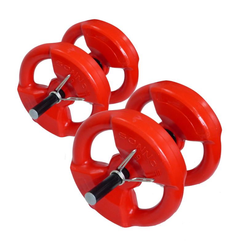 MANCUERNAS + 20 KG DISCO PVC ROJO con manija