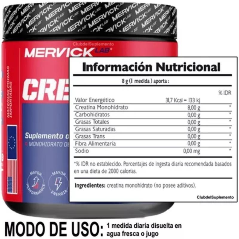 SUPLEMENTO DIETARIO CREATINA MERVICK x 300grms