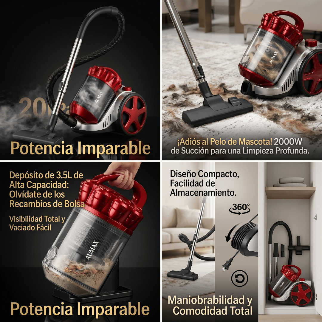 ASPIRADORA TRINEO AUMAX TURBOPRO SIN BOLSA 2000W 3.5 LITROS