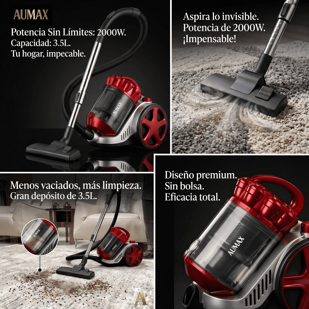 ASPIRADORA TRINEO AUMAX TURBOPRO SIN BOLSA 2000W 3.5 LITROS