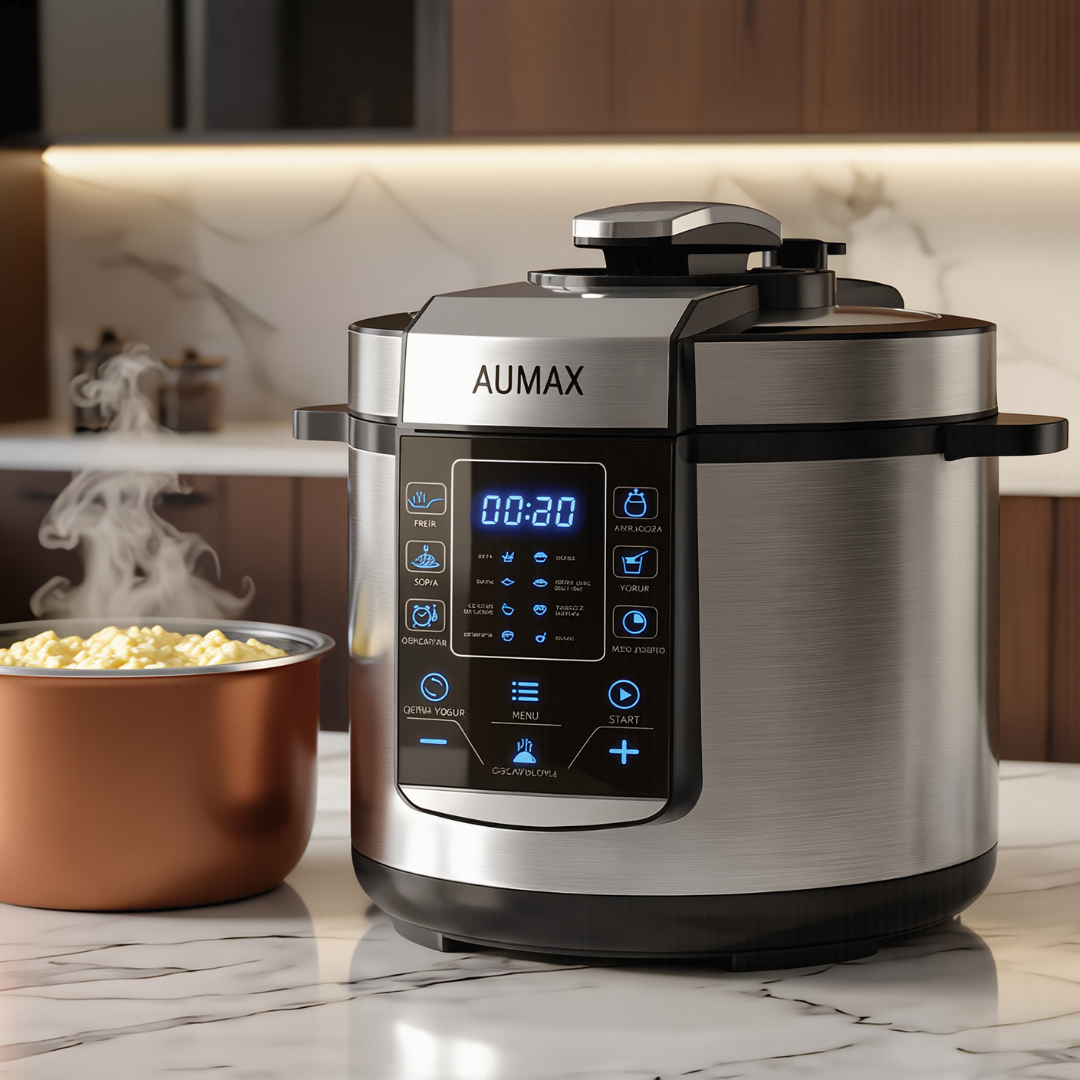 Olla A Presion Electrica AUMAX DELUXE MULTIFUNCION 6 Litros Acero Yogurtera Arrocera 14 FUNCIONES