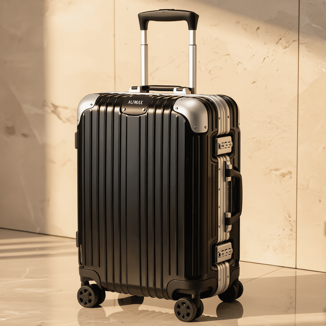 VALIJA AUMAX MAGNA BLACK MEDIANA 24"  MARCO DE ALUMINIO TSA
