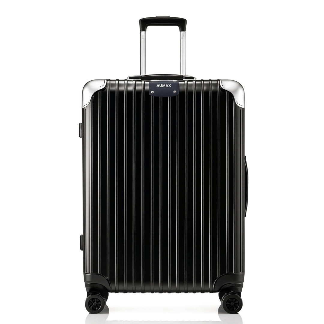 VALIJA AUMAX MAGNA BLACK MEDIANA 24"  MARCO DE ALUMINIO TSA