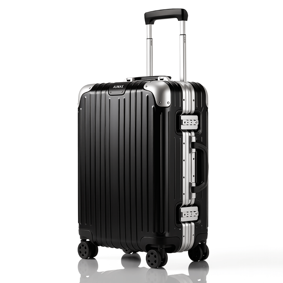 VALIJA AUMAX MAGNA BLACK MEDIANA 24"  MARCO DE ALUMINIO TSA