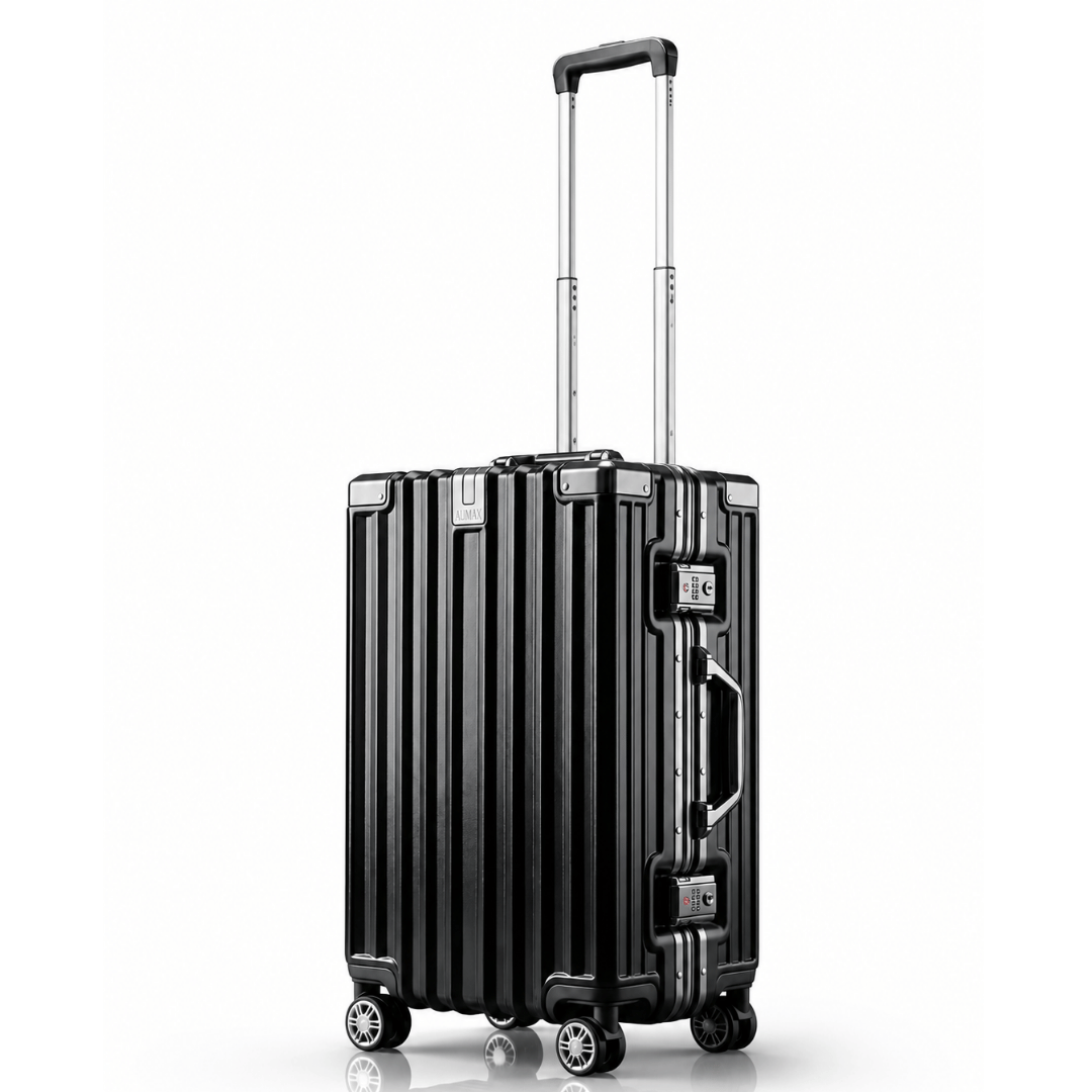 VALIJA AUMAX LUXOR BLACK / GUNMETAL CABINA 20" MARCO ALUMINIO DOBLE TSA