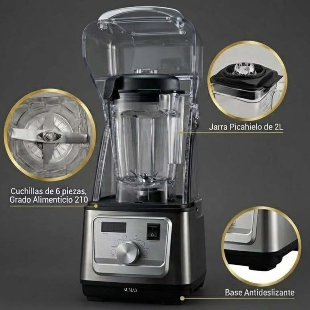 Licuadora Profesional TITANIO BLACK INSONORIZADA 1600 WATTS AUMAX