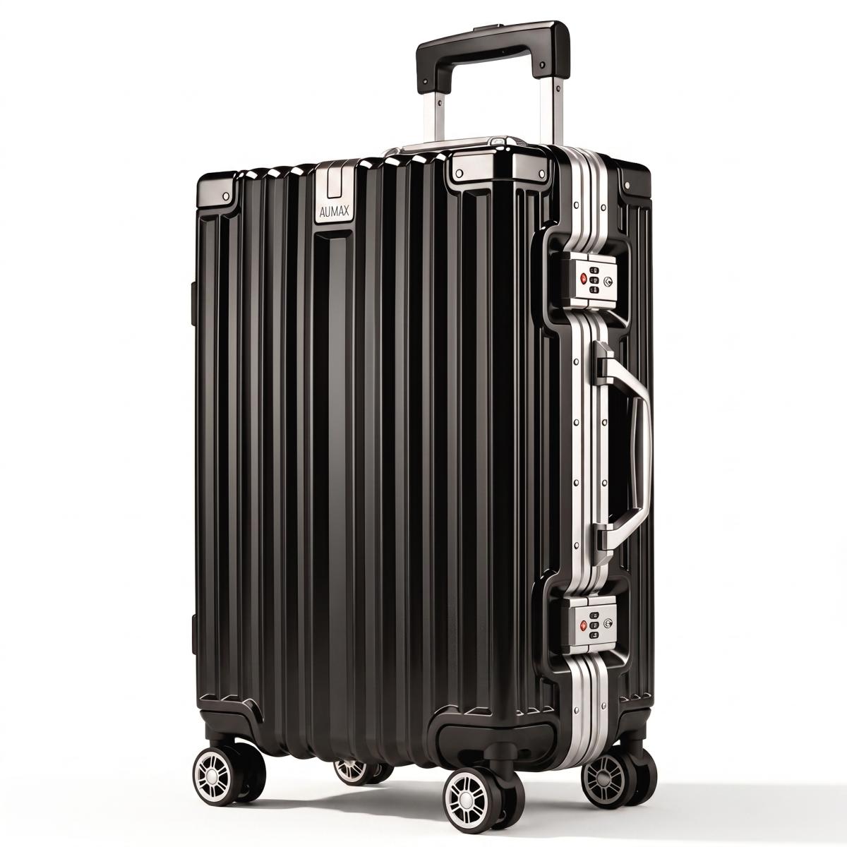 VALIJA CABINA AUMAX LUXOR BLACK / SILVER MEDIANA 24" MARCO ALUMINIO