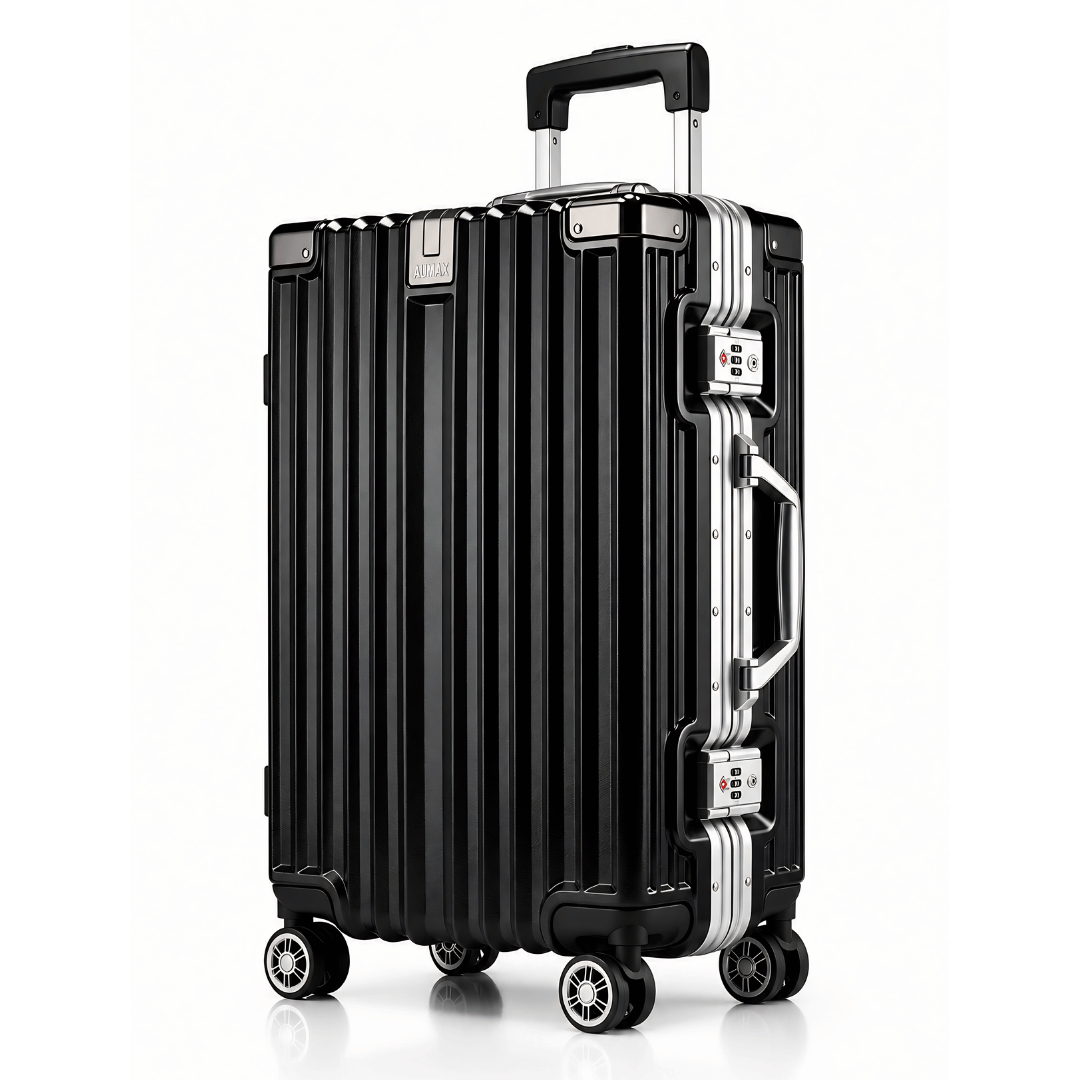 VALIJA CABINA AUMAX LUXOR BLACK / SILVER MEDIANA 24" MARCO ALUMINIO