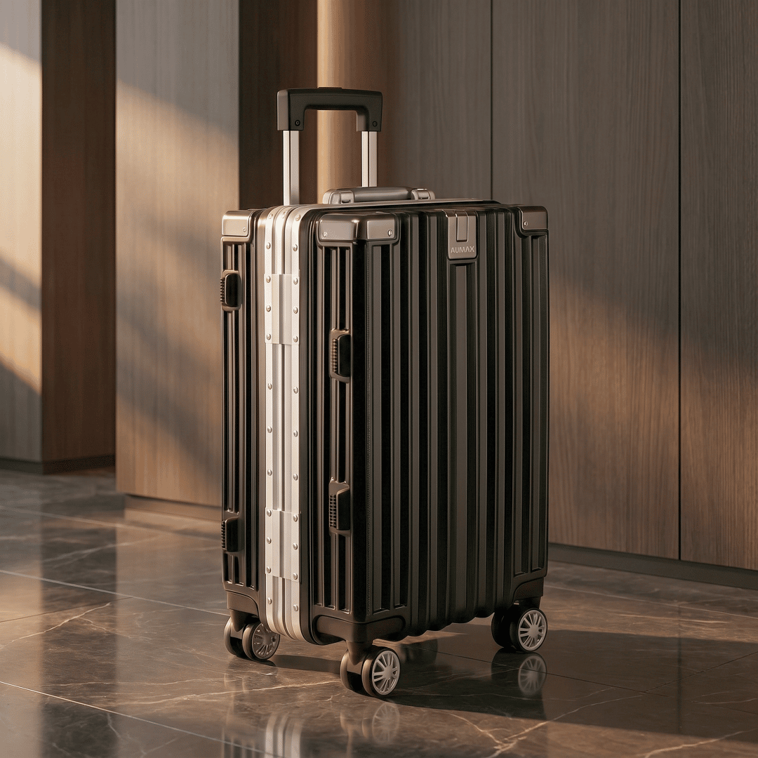 VALIJA CABINA AUMAX LUXOR BLACK / SILVER MEDIANA 24" MARCO ALUMINIO