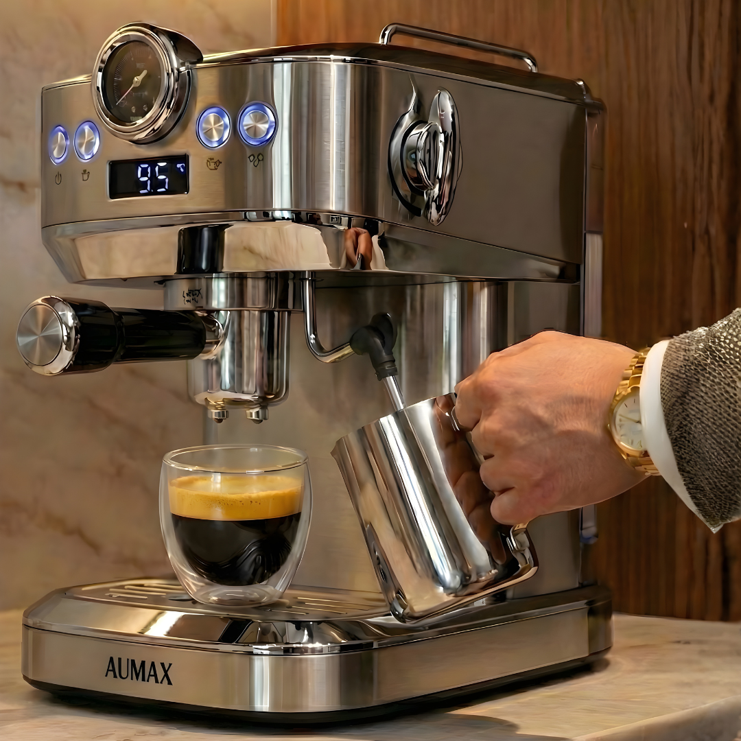 CAFETERA EXPRESS PLATINA 20 BARES 2 EN 1 Cafe Molido + Cápsulas AUMAX