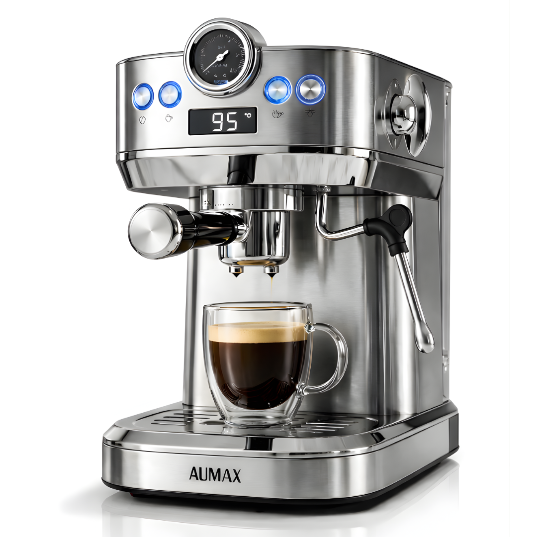 CAFETERA EXPRESS PLATINA 20 BARES 2 EN 1 Cafe Molido + Cápsulas AUMAX