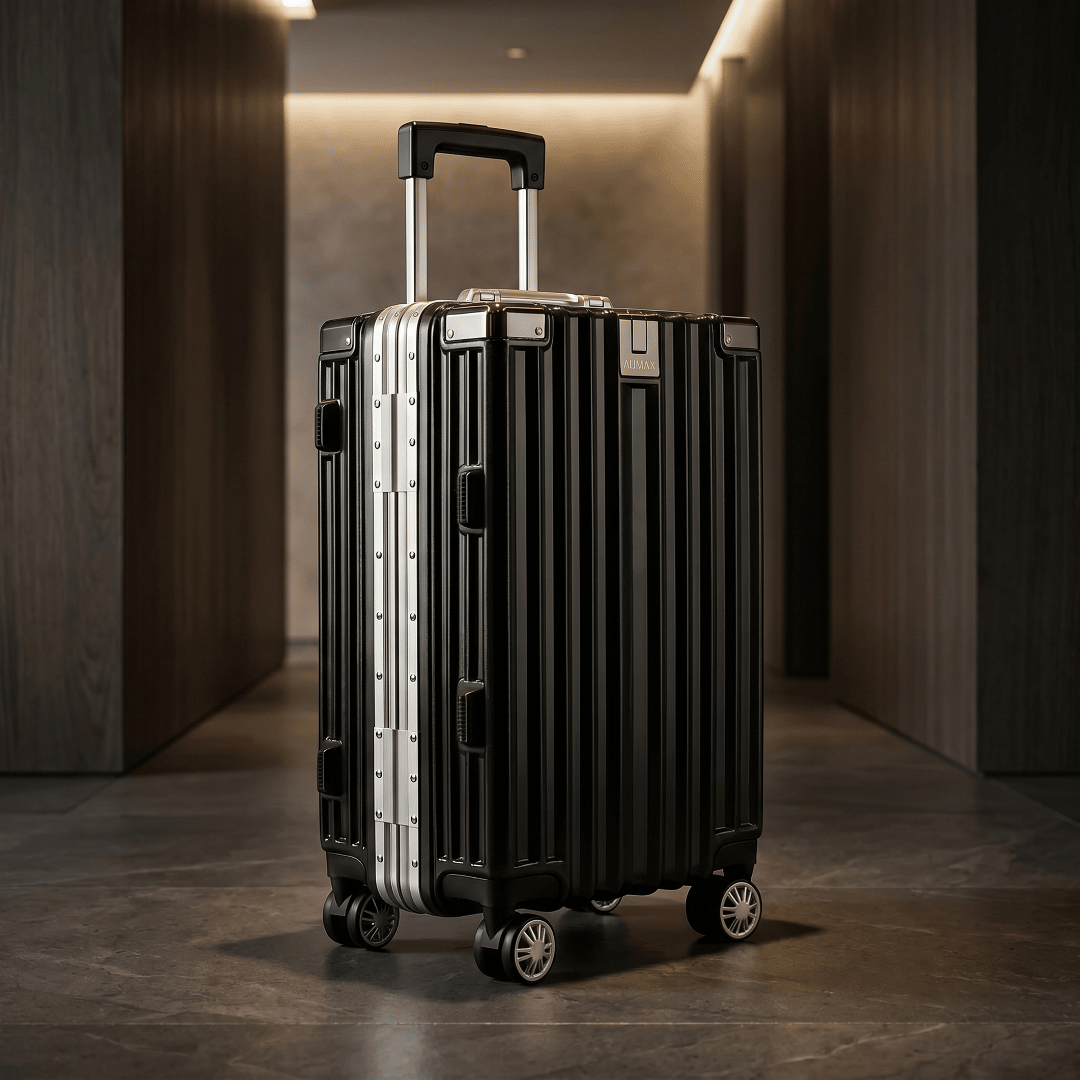 VALIJA AUMAX LUXOR BLACK / SILVER CARRY ON 20" MARCO DE ALUMINIO
