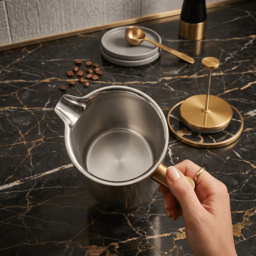 Cafetera de Prensa Francesa AUMAX Aurum 1 Litro Satin Gold - Acero Inoxidable 304