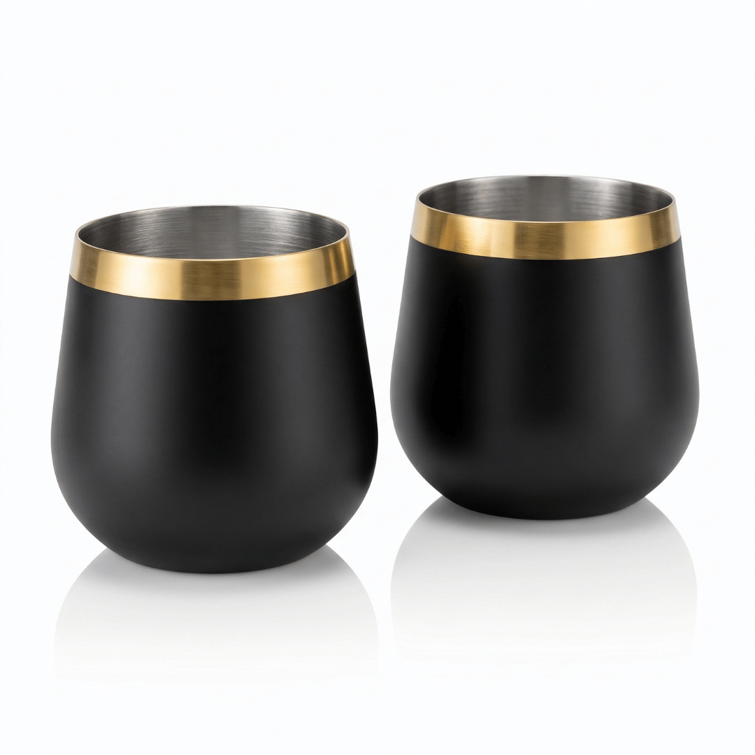 Set de Vasos AUMAX Nobile Collection 450 ml Matte Black & Gold - Acero Inoxidable 304