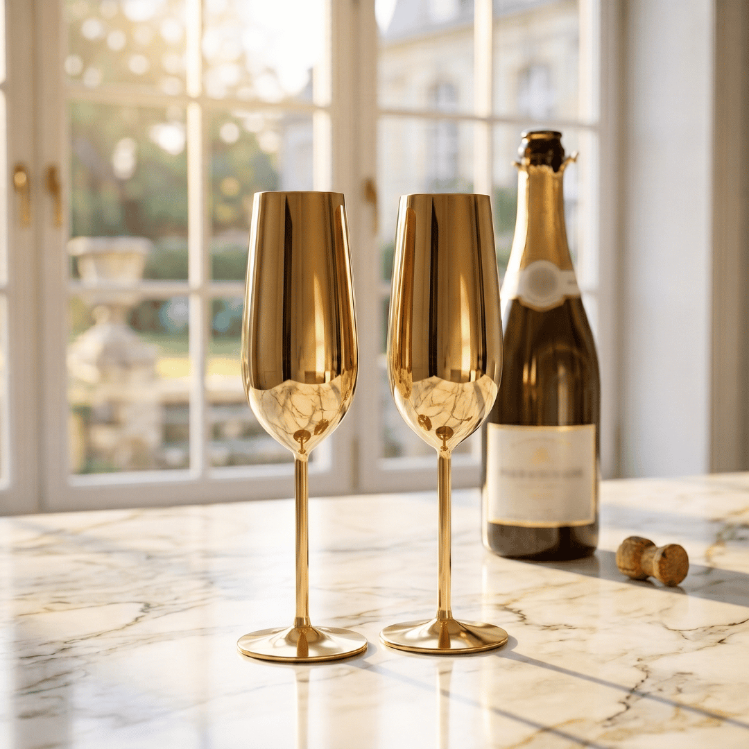 Set de Copas AUMAX Imperial Collection Champagne Gold Mirror - Acero Inoxidable 304