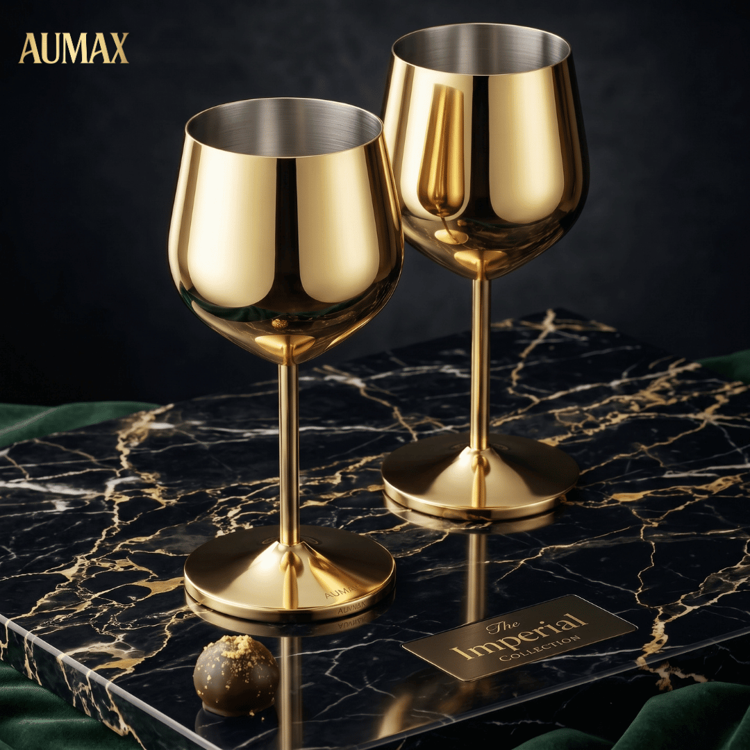 Set de Copas AUMAX Imperial Collection Wine Gold Mirror - Acero Inoxidable 304