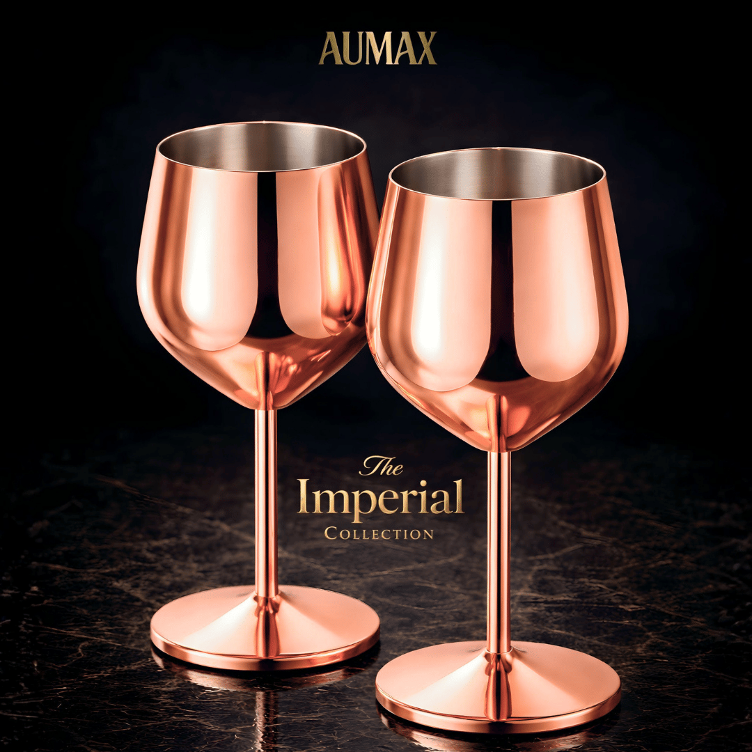 Set de Copas AUMAX Imperial Collection Shiny Rose Mirror - Acero Inoxidable 304